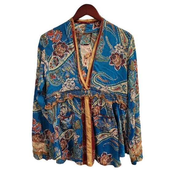 Johnny Was Tops - Johnny Was Floral BOHO Multicolor Blouse Top Size XS